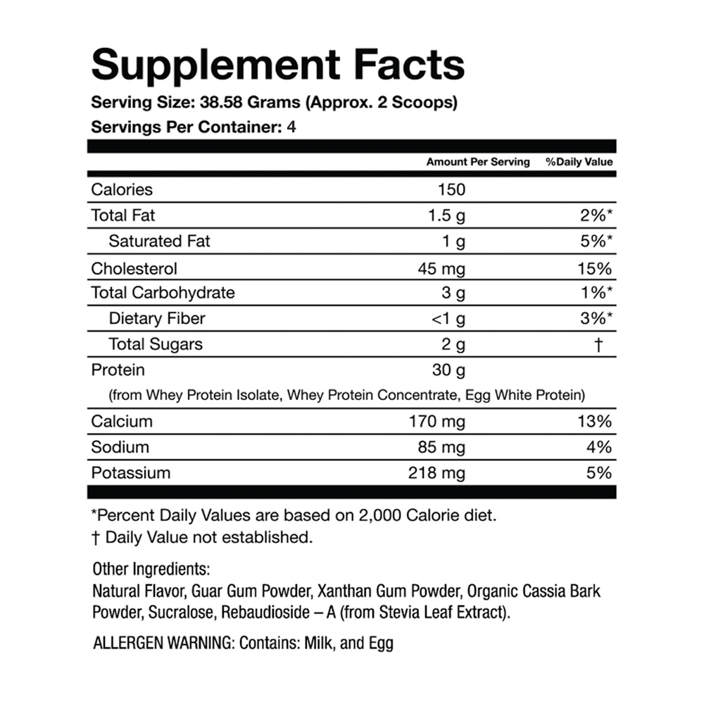 PRO-30G Protein | Frosted Cinnamon Bun Supplement Facts