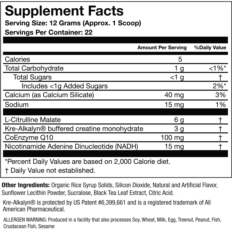 PR-X - Power Peach Tea Supplement Facts