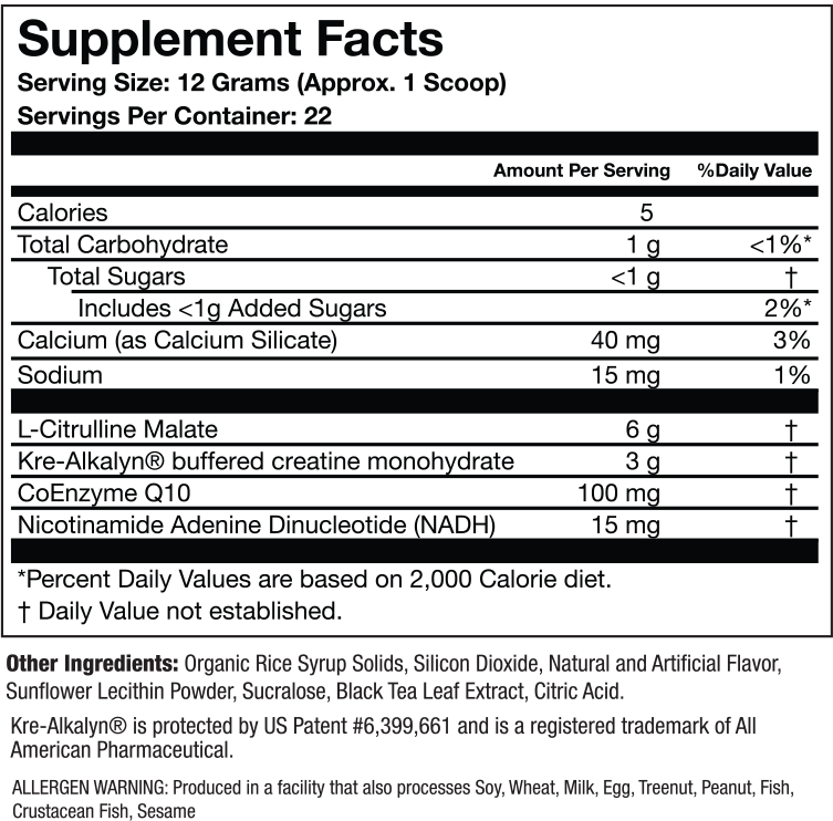 PR-X | Power Peach Tea Supplement Facts