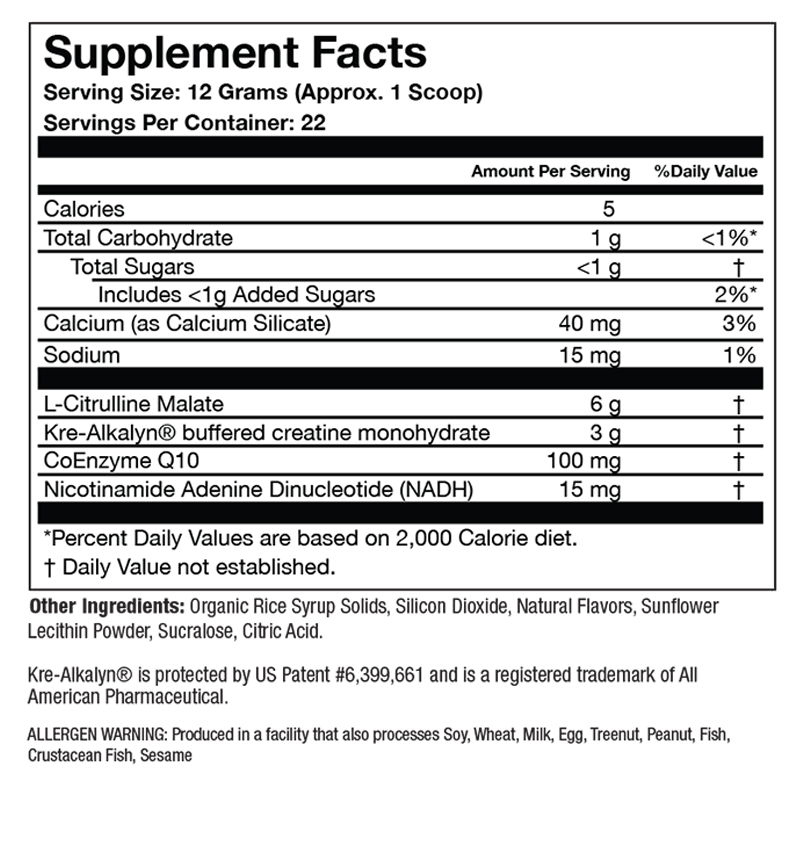 PR-X | Strawberry Lemonade Supplement Facts