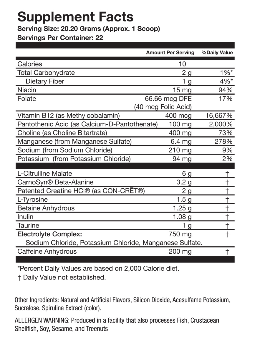 RX-1 X-CITE | Rocket Pop Supplement Facts