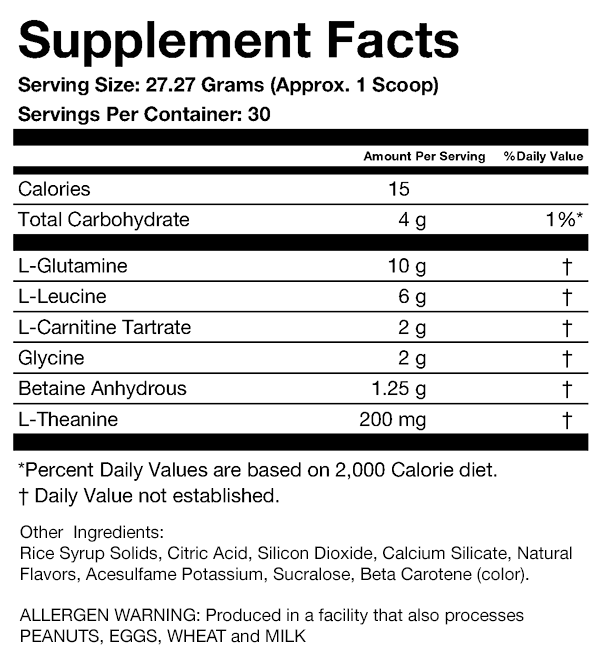 RX-3 ReconstruXion - Twisted Lemon Lime Supplement Facts