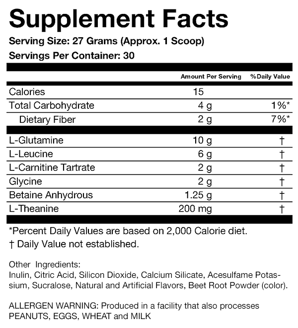 RX-3 ReconstruXion - Raspberry Lemonade Supplement Facts