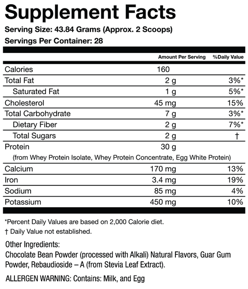 PRO-30G Protein | Chocolate Fudge Brownie Supplement Facts