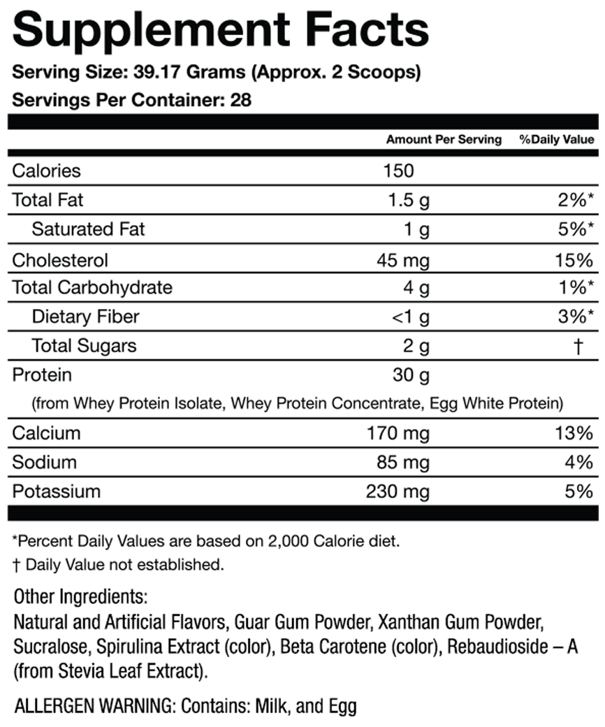 PRO-30G Protein | Mint Chocolate Chip Supplement Facts