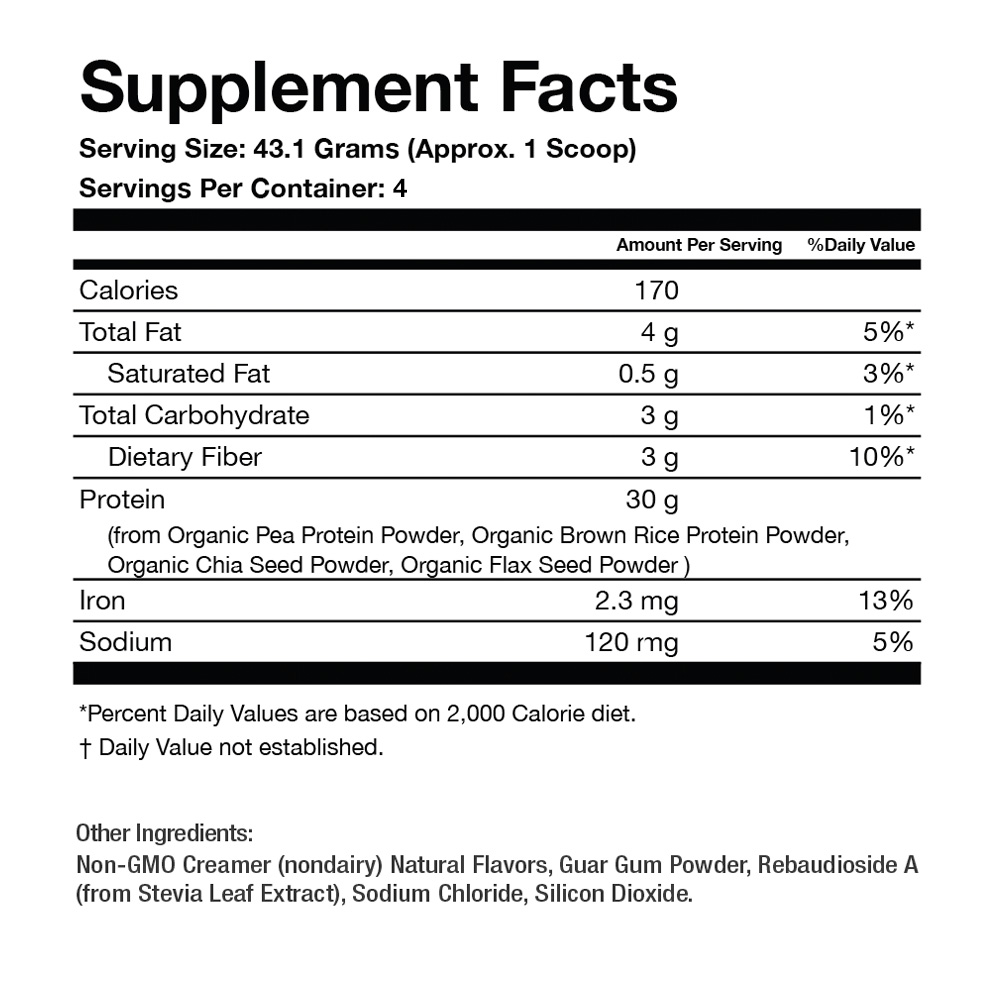 PRO-30G Vegan Protein | Vegan Vanilla Bean Supplement Facts