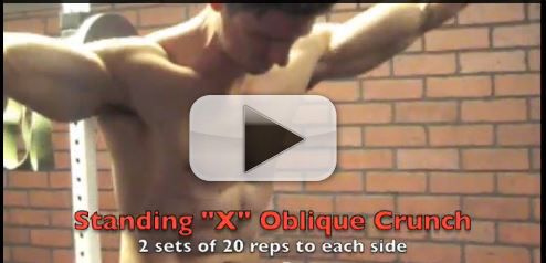 standing x oblique crunch exercise