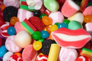 Candy assortment background