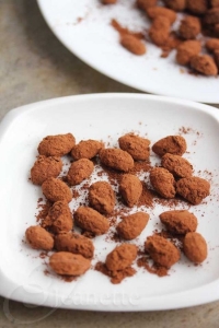 cocoa dusted dark chocolate covered almonds