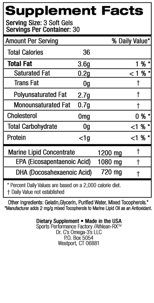 Doctor C's Omega-3's Supplement Facts