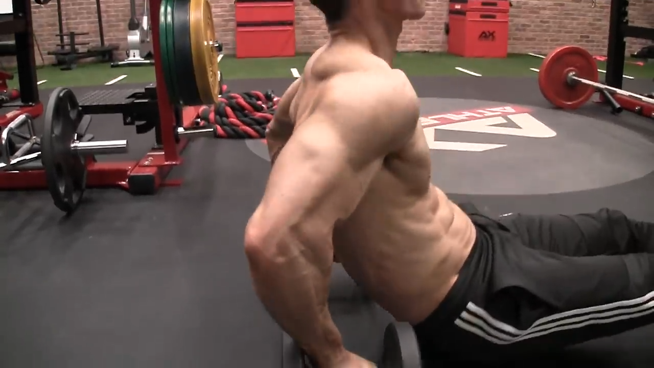 floor dip into close grip dumbbell pushup