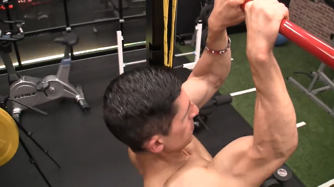 narrow grip pullup to increase biceps width