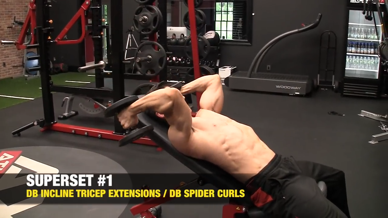 dumbbell incline triceps extensions