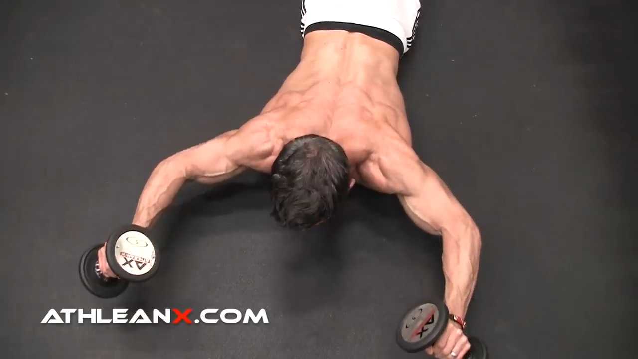 dumbbell prone floor press corrective exercise for shoulders