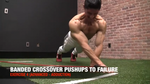 banded crossover pushups