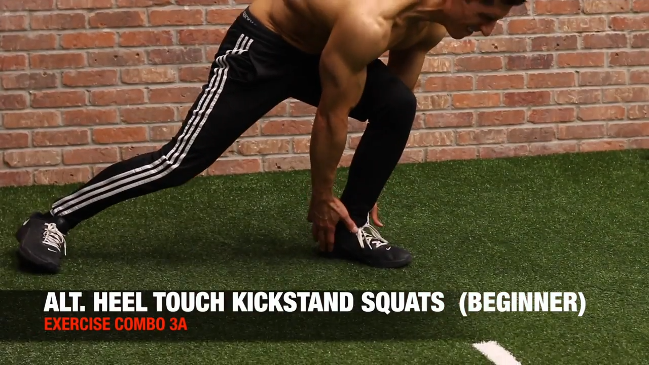 alternating heel touch kickstand squats