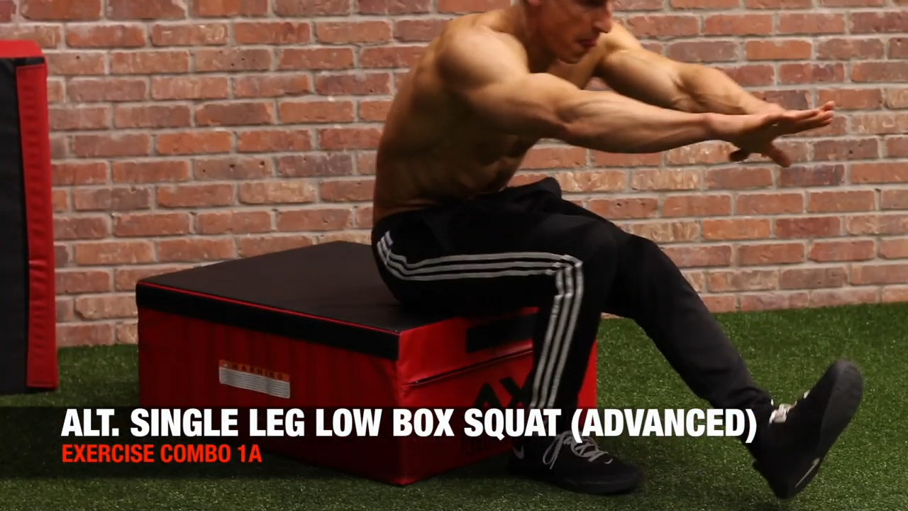 alternating single leg box squat