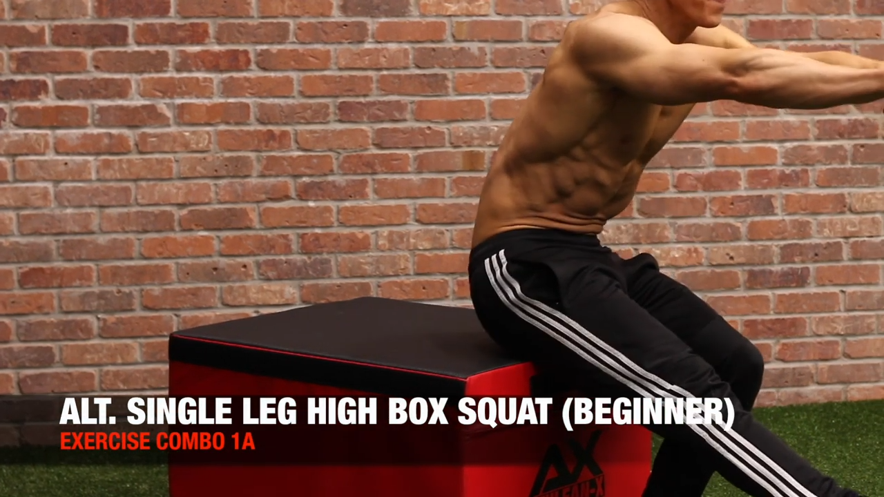 alternating single leg high box squats