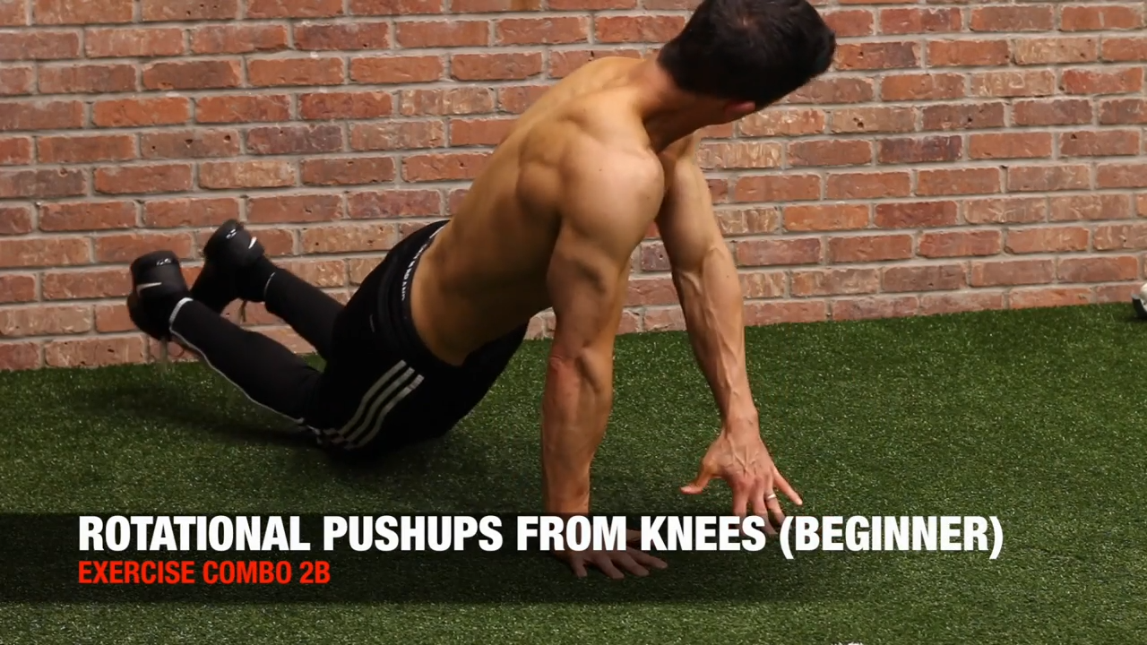 rotational pushup from knees