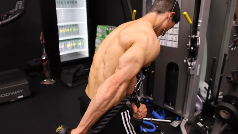 extended rope cable triceps pushdown