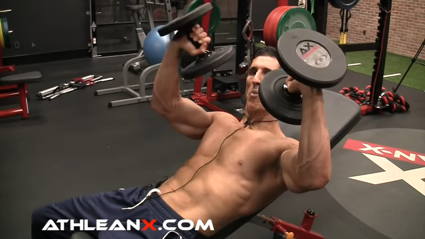 target triceps in dumbbell bench press