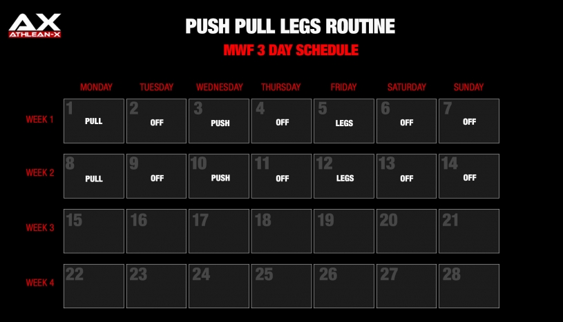 push pull legs split mwf 3 day 