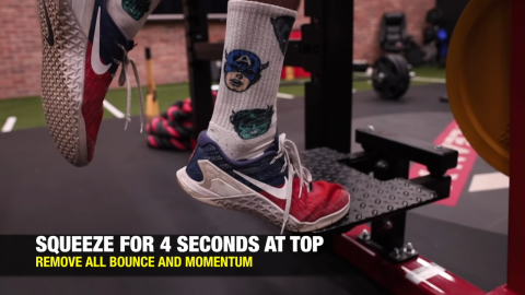 stay in peak for 4 seconds during the single leg calf raise