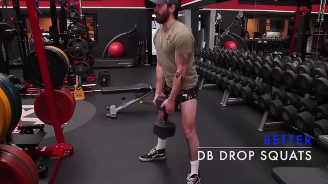 dumbbell drop squat