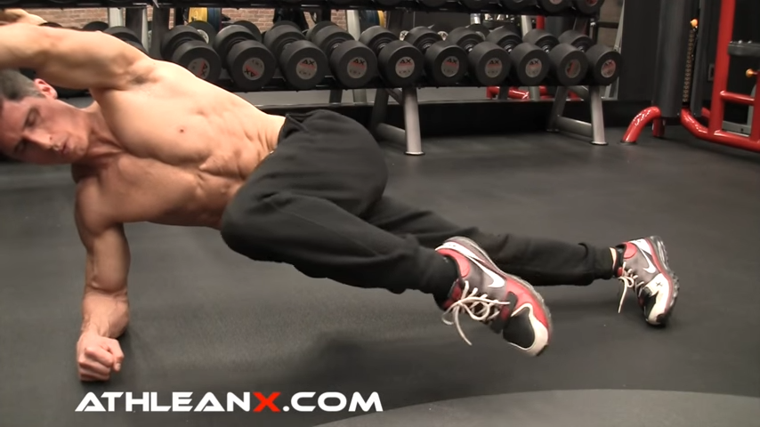 side plank with top leg movement